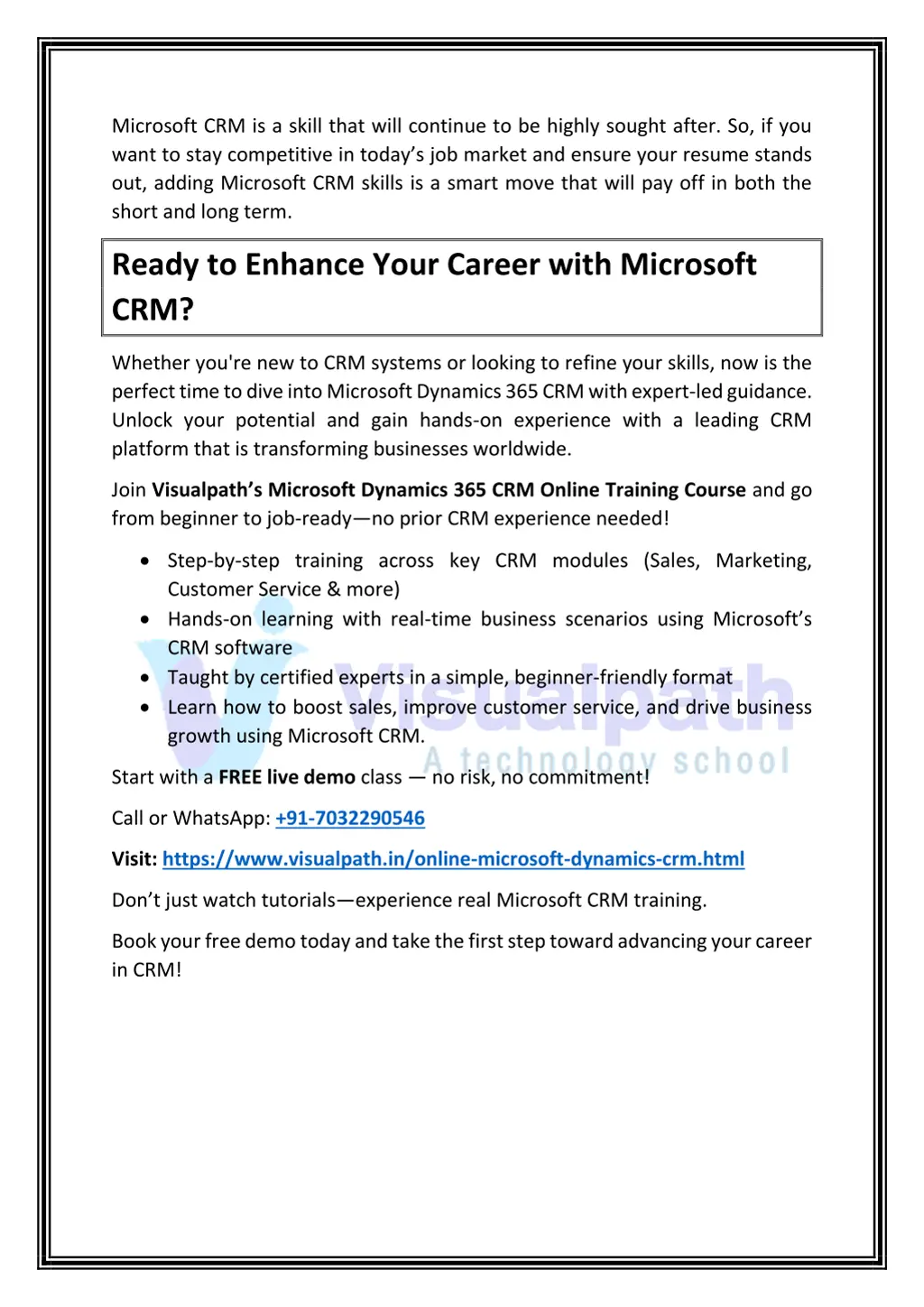 microsoft crm is a skill that will continue