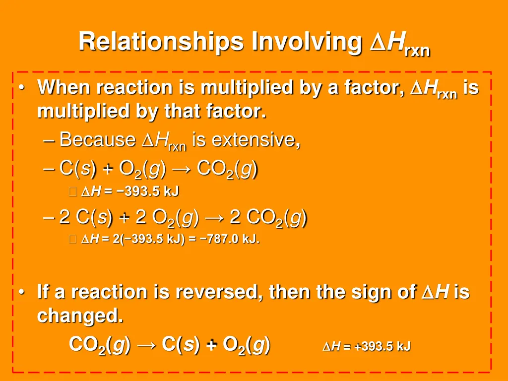 relationships involving h rxn