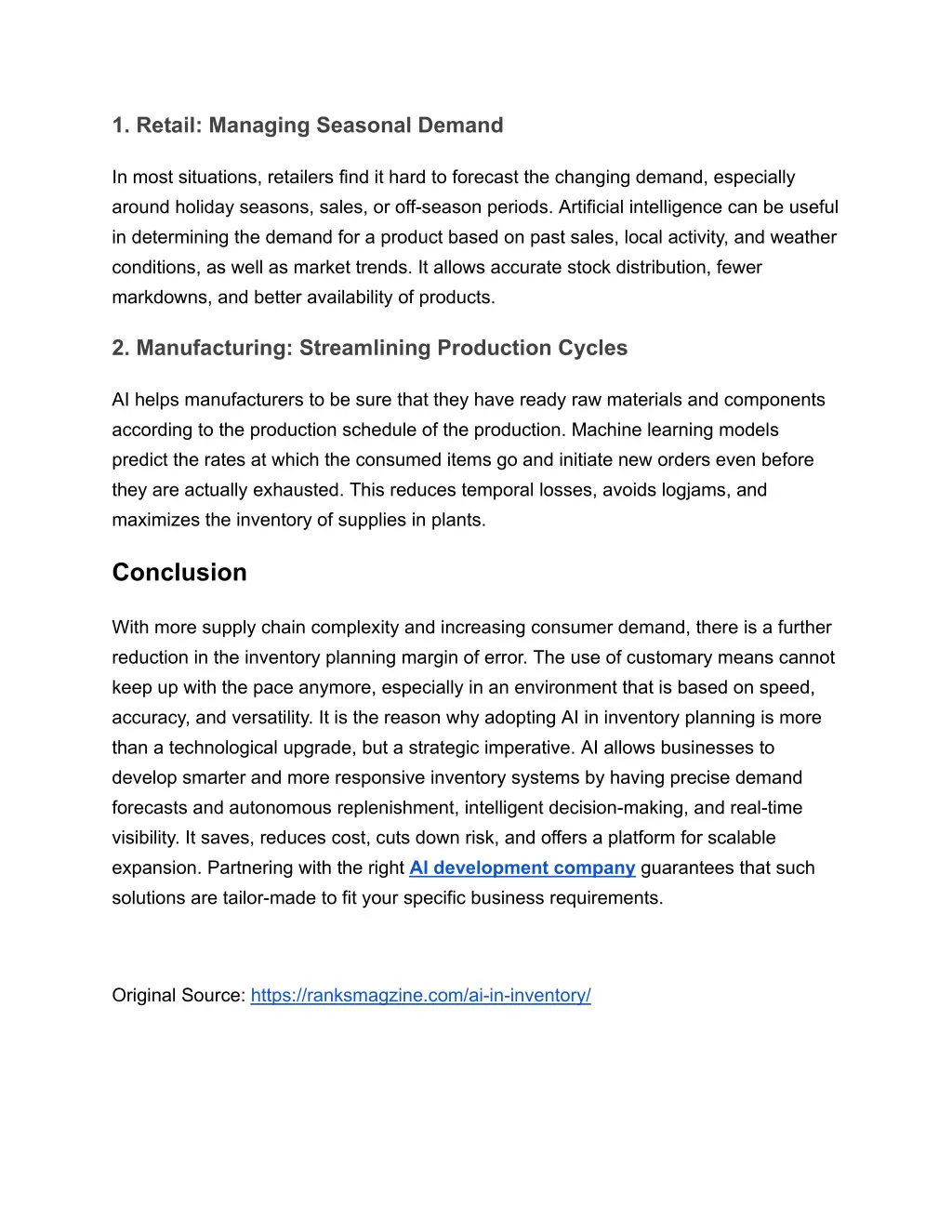 1 retail managing seasonal demand