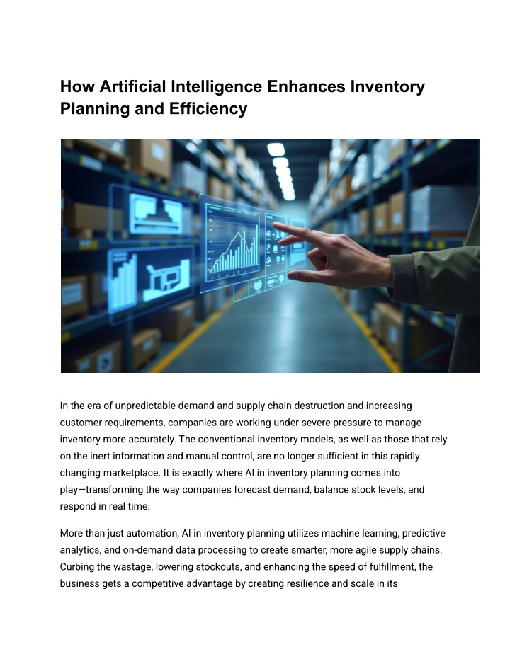 how artificial intelligence enhances inventory