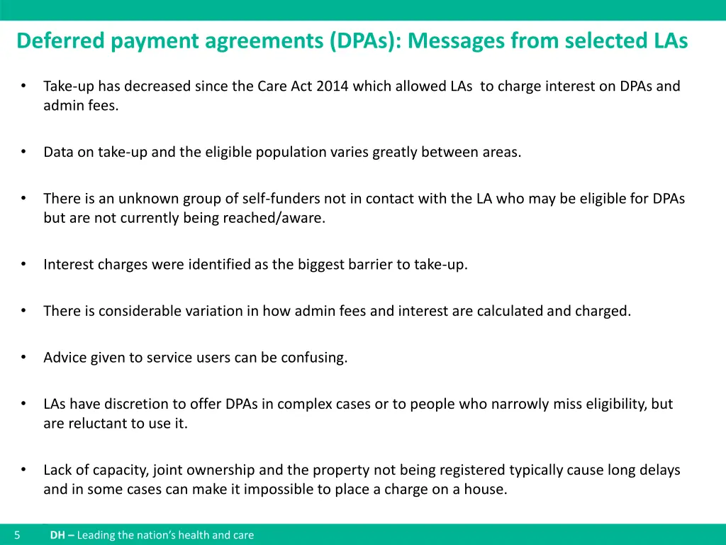 deferred payment agreements dpas messages from