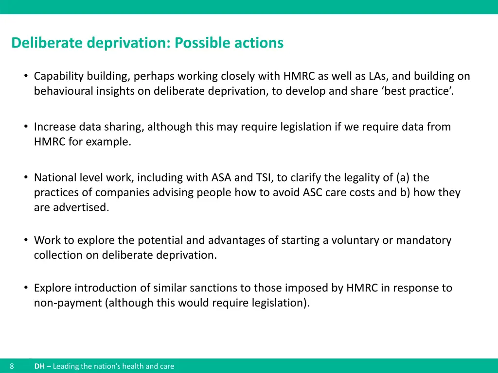 deliberate deprivation possible actions