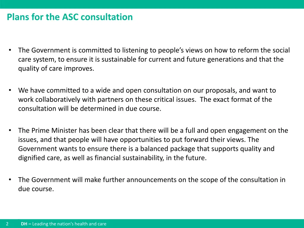 plans for the asc consultation