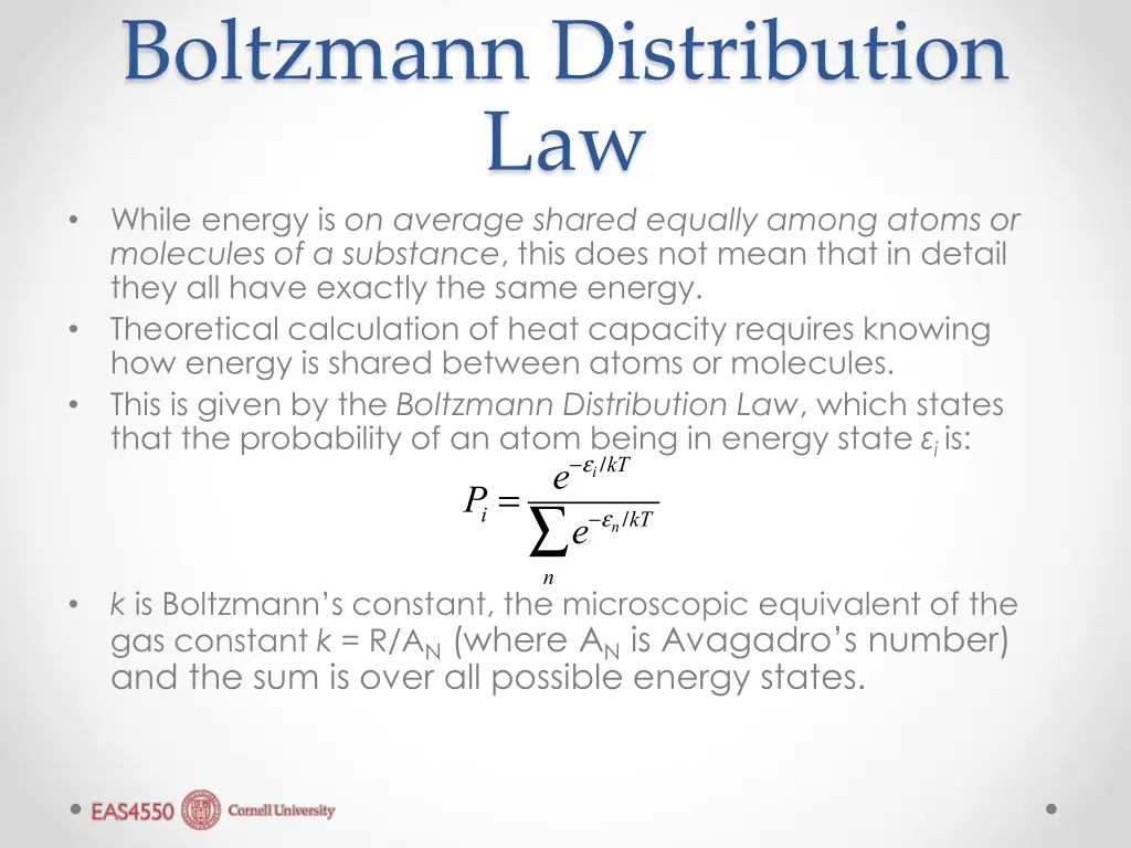 boltzmann distribution law while energy