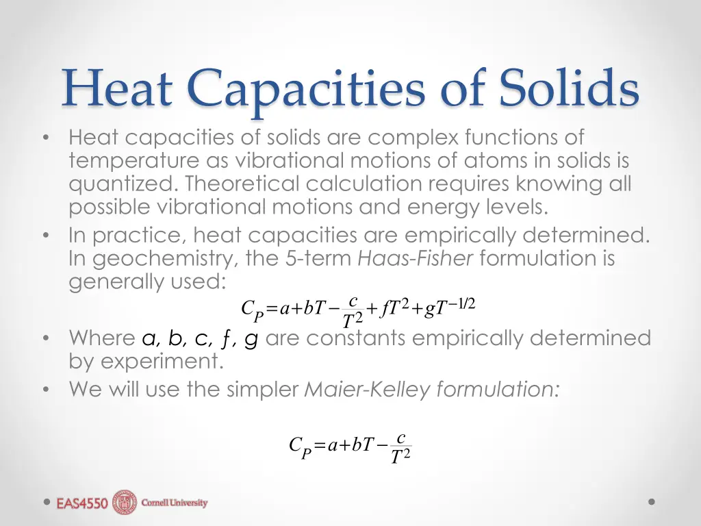 heat capacities of solids heat capacities