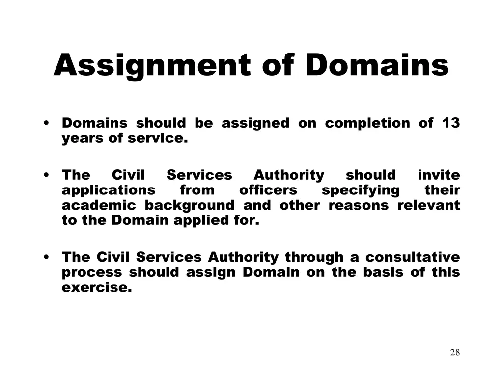 assignment of domains