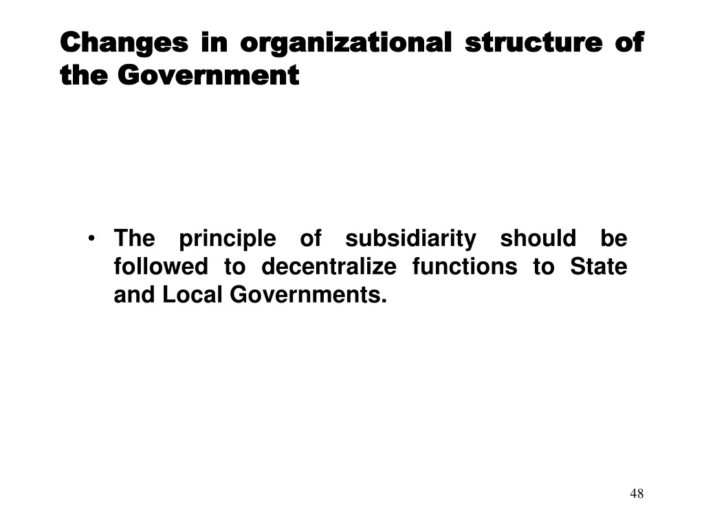 changes changes in the the government government