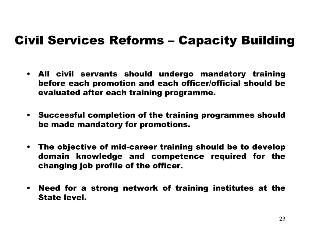 civil services reforms capacity building