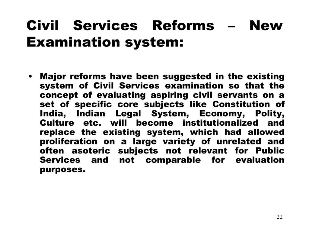 civil services reforms new examination system