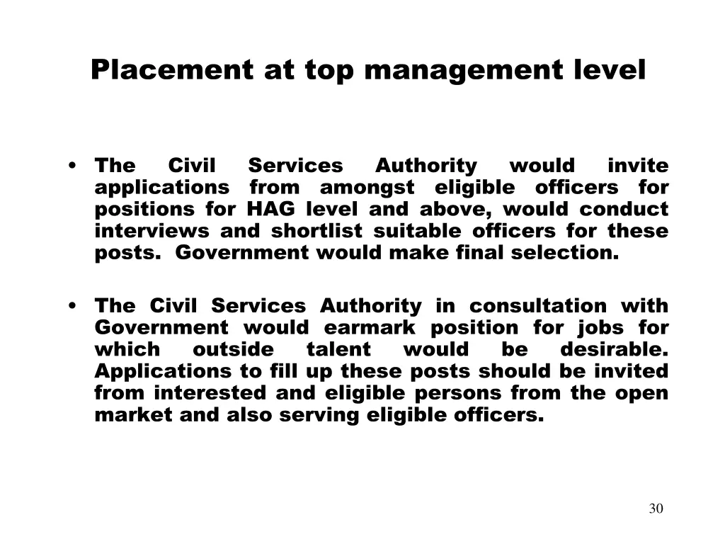 placement at top management level 1