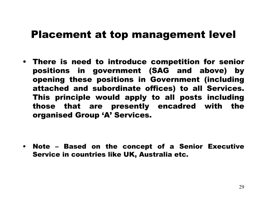 placement at top management level