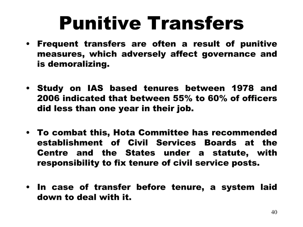 punitive transfers frequent transfers are often