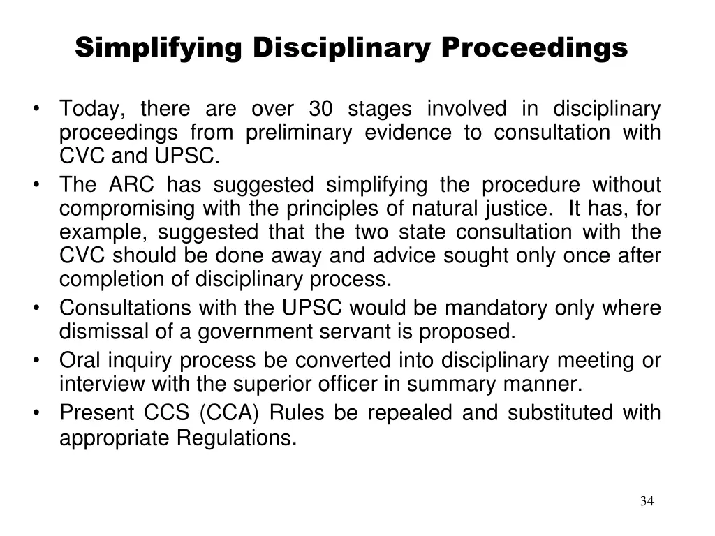 simplifying disciplinary proceedings