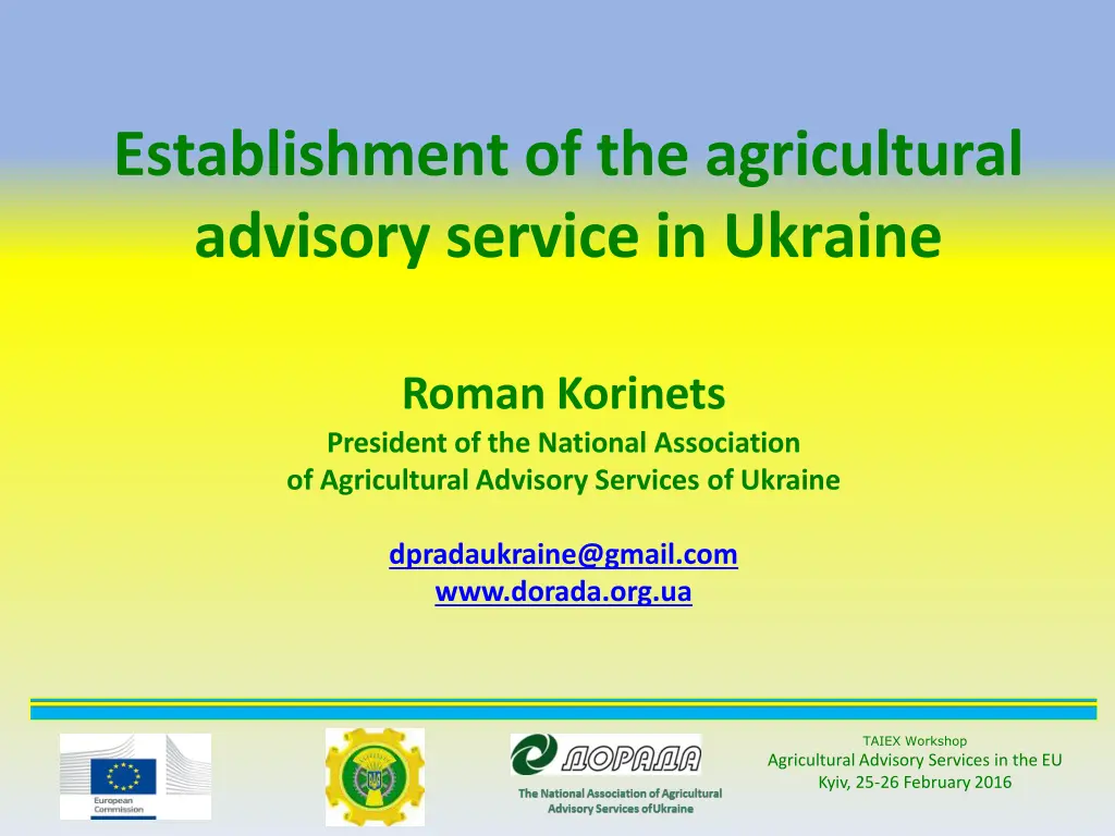 establishment of the agricultural advisory
