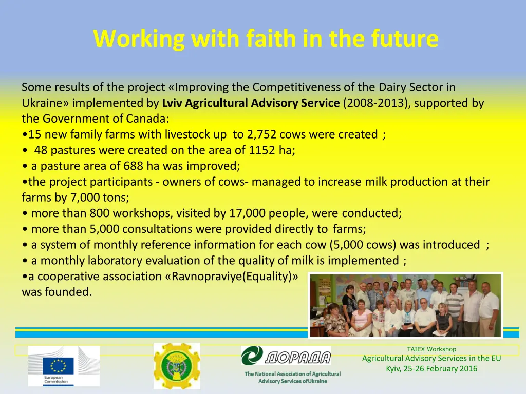 working with faith in the future
