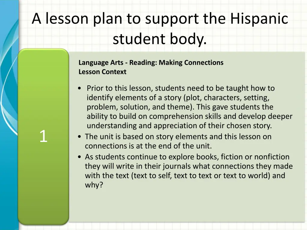 a lesson plan to support the hispanic student body