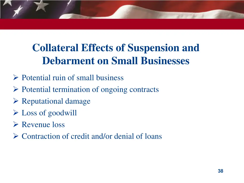 collateral effects of suspension and debarment