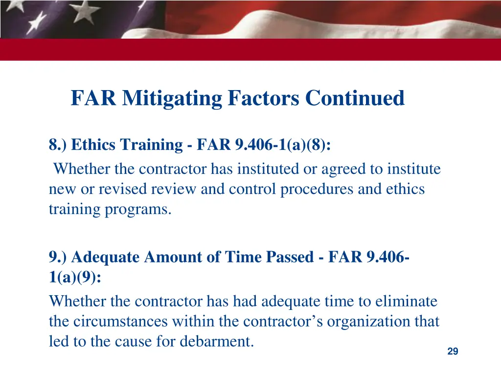 far mitigating factors continued 3