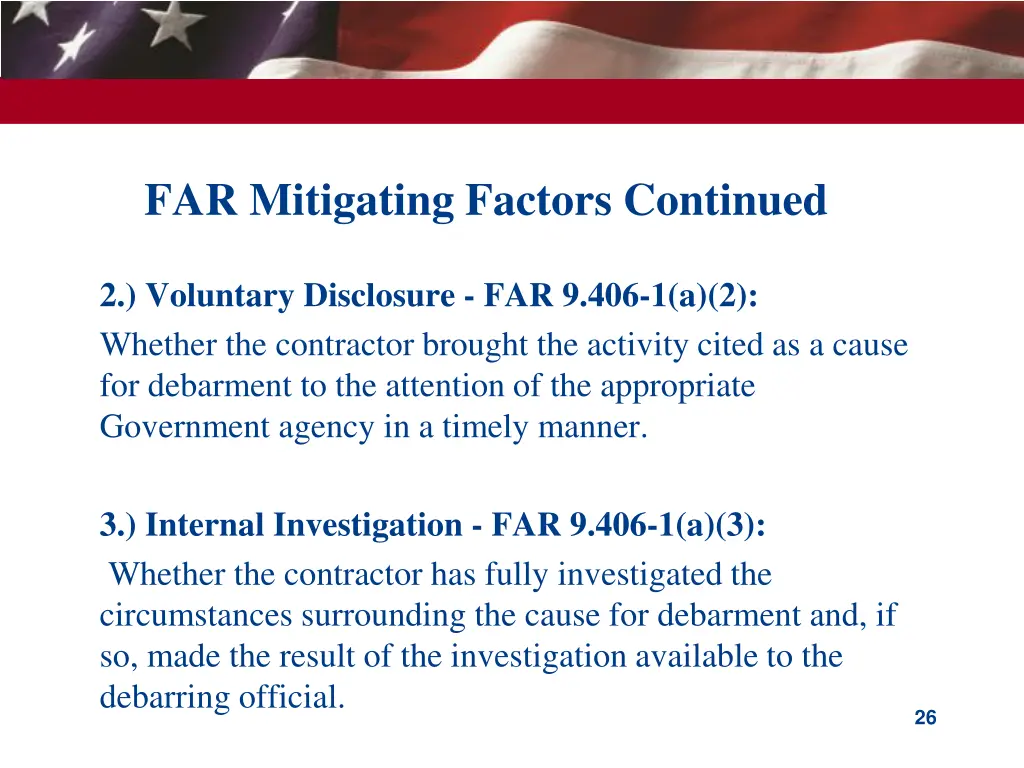 far mitigating factors continued