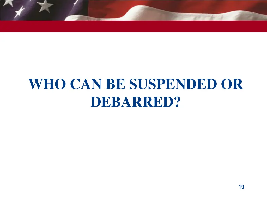 who can be suspended or debarred