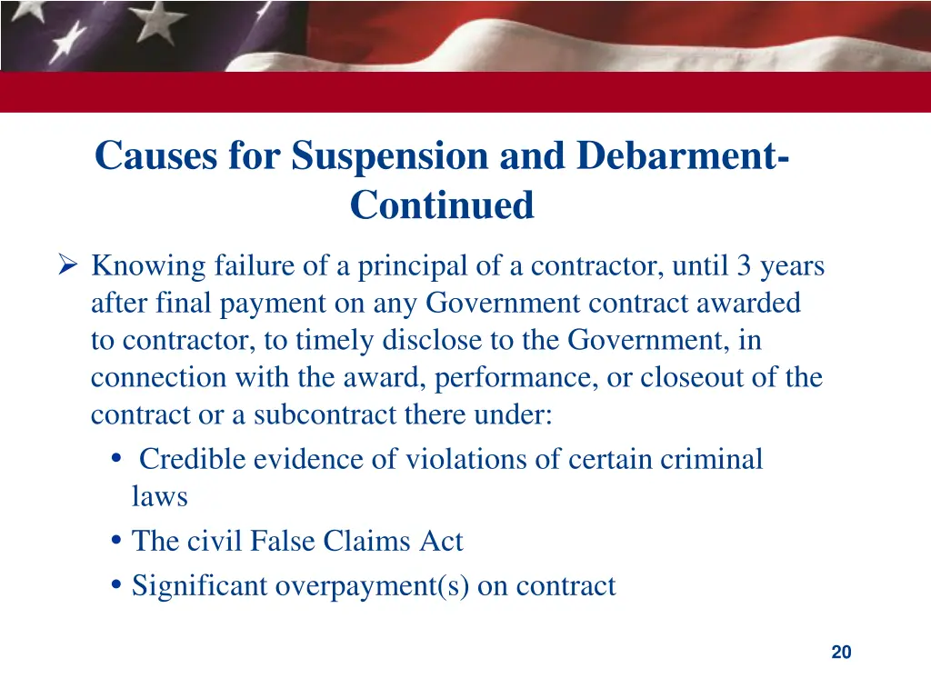 causes for suspension and debarment continued 2