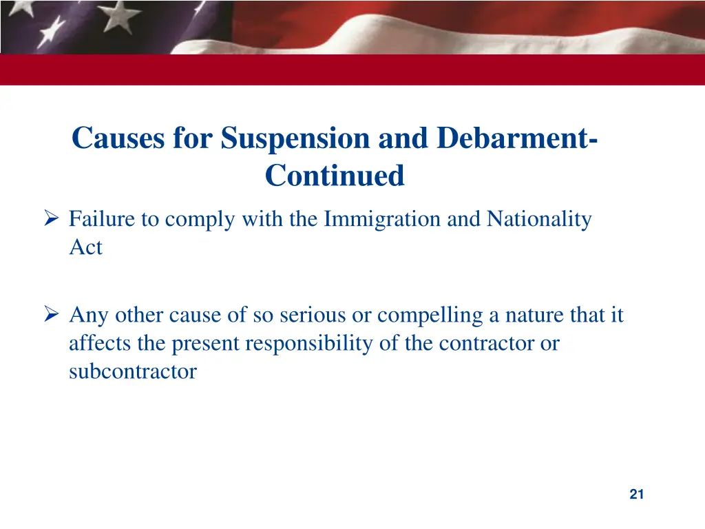 causes for suspension and debarment continued 3