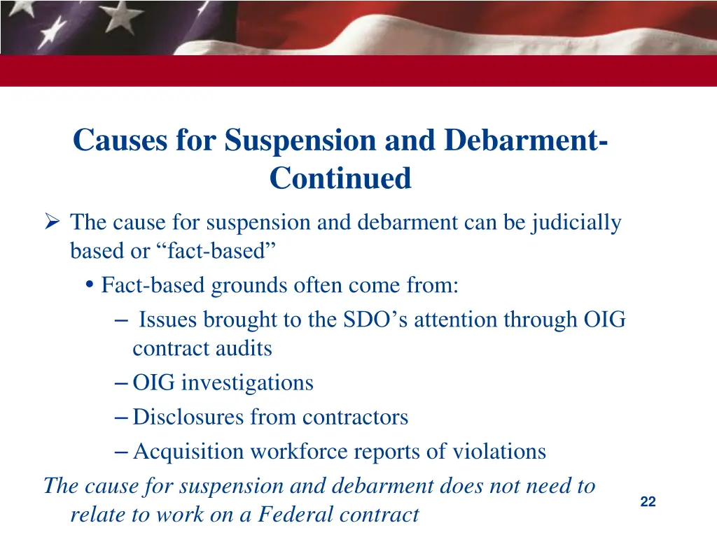 causes for suspension and debarment continued 4