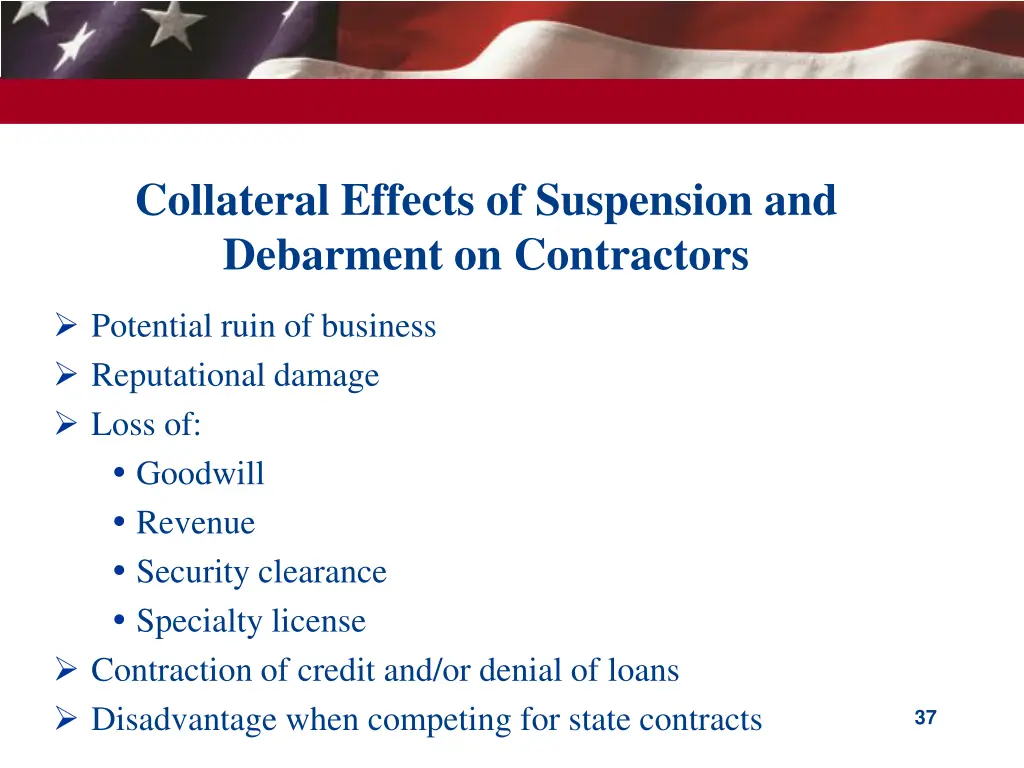 collateral effects of suspension and debarment
