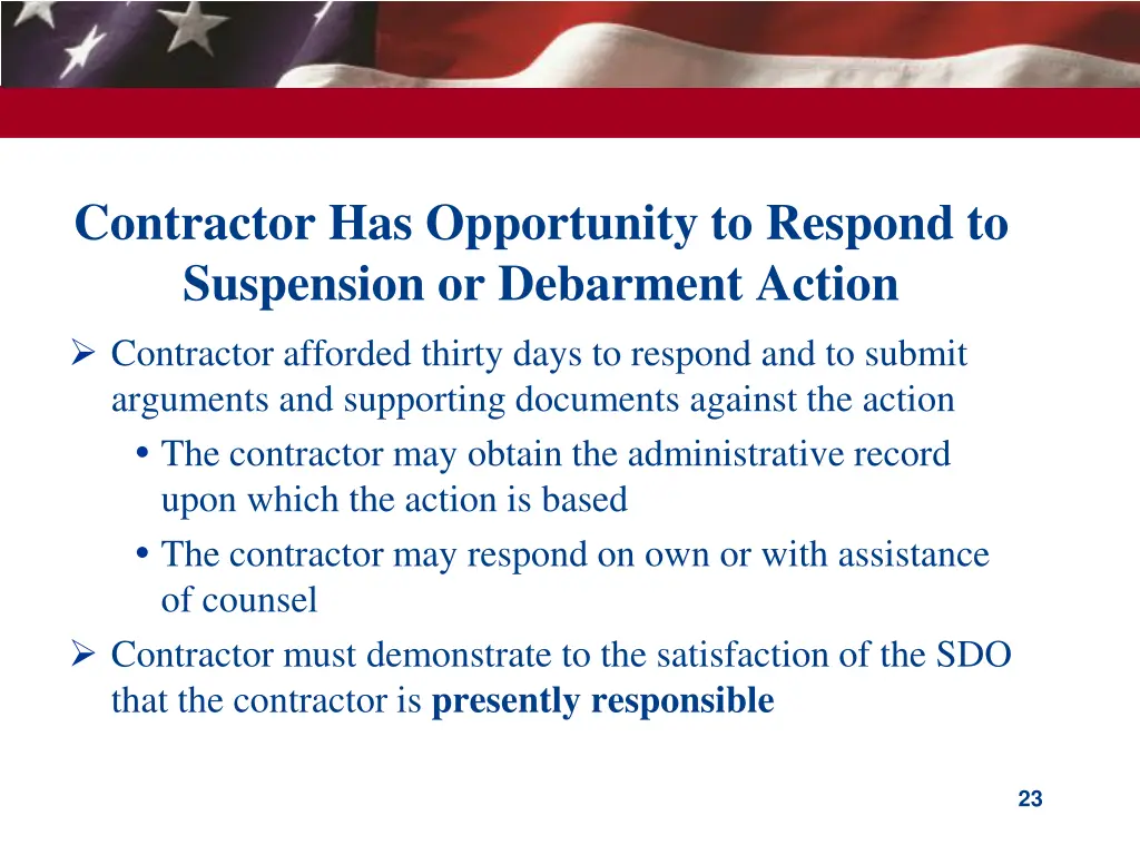 contractor has opportunity to respond