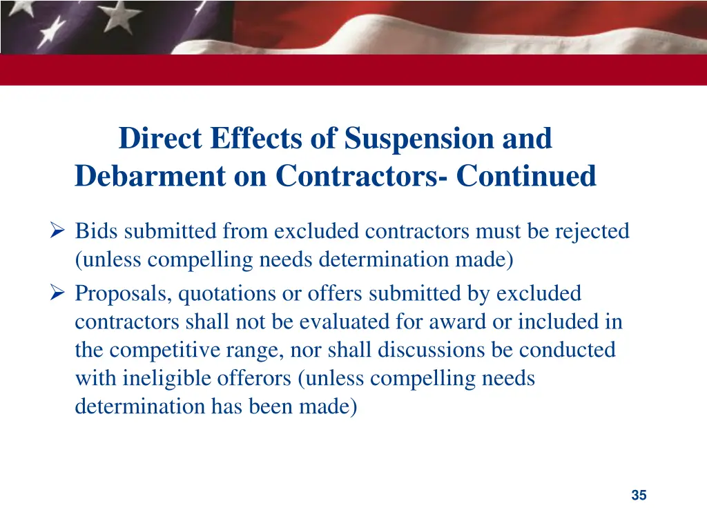direct effects of suspension and debarment 1