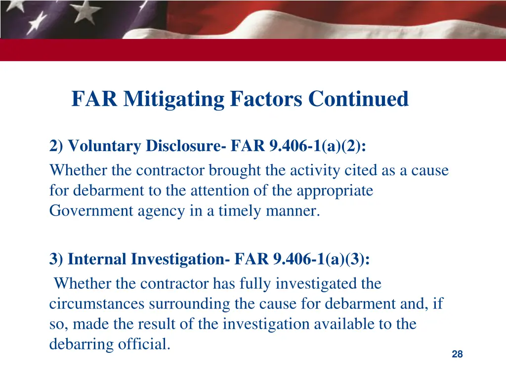 far mitigating factors continued
