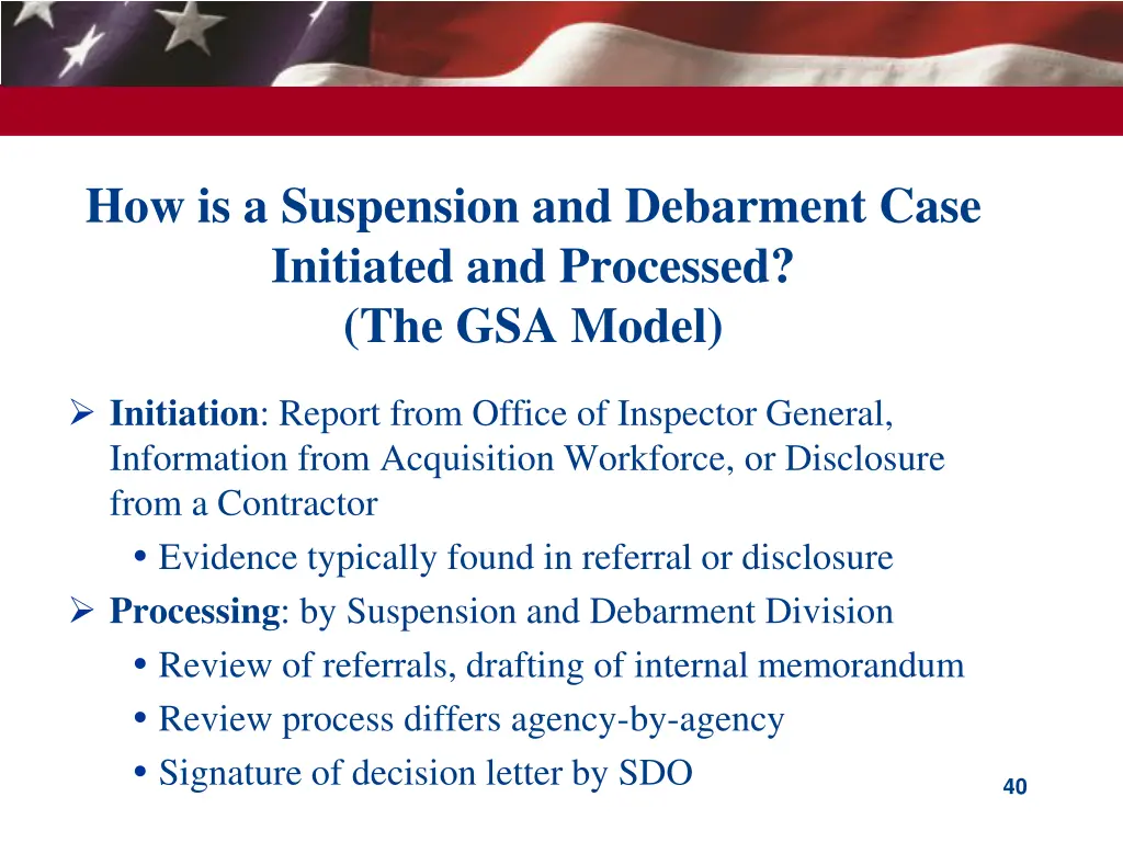 how is a suspension and debarment case initiated