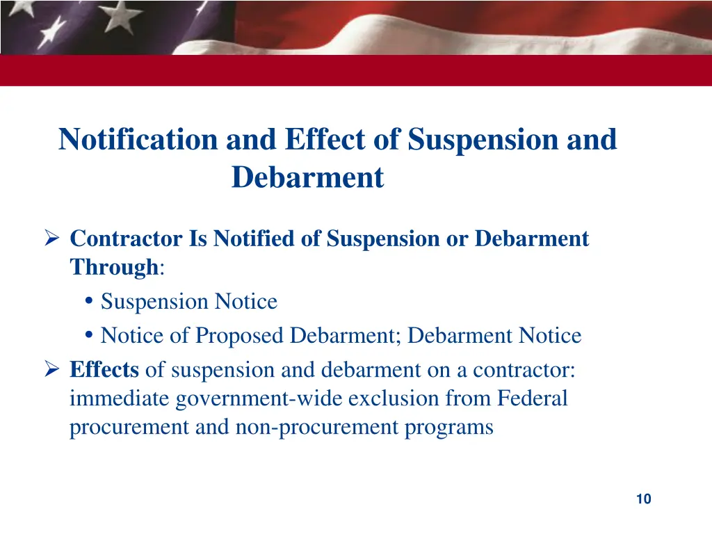 notification and effect of suspension