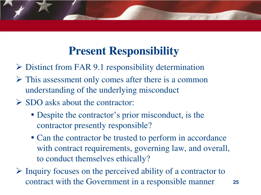 present responsibility
