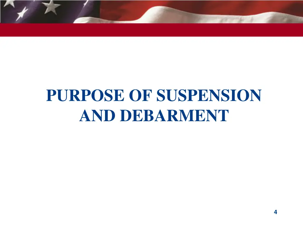 purpose of suspension and debarment