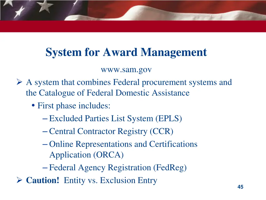 system for award management
