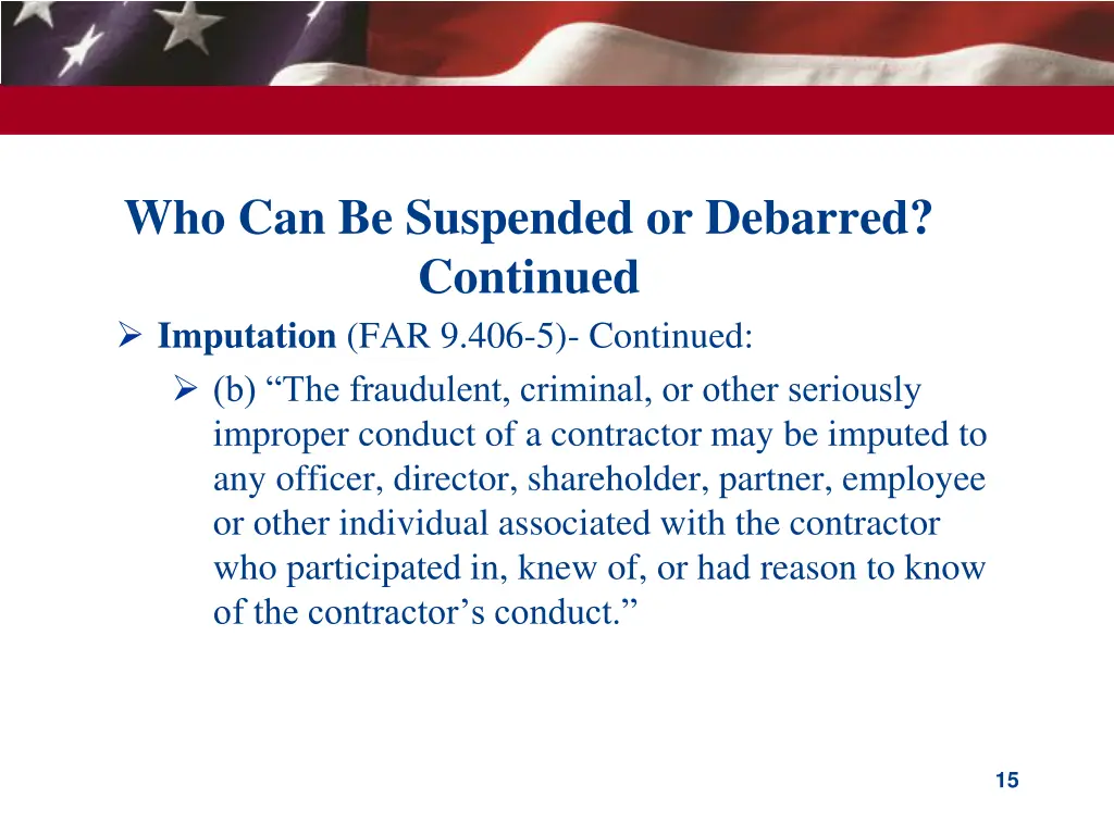 who can be suspended or debarred continued 2
