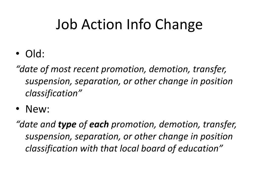 job action info change
