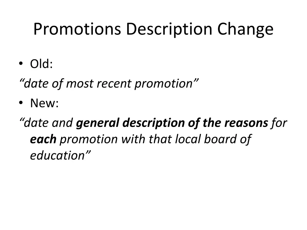 promotions description change