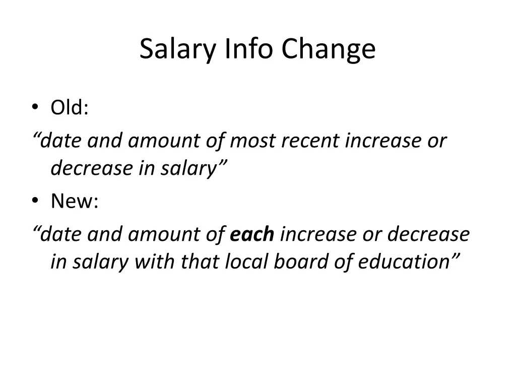salary info change