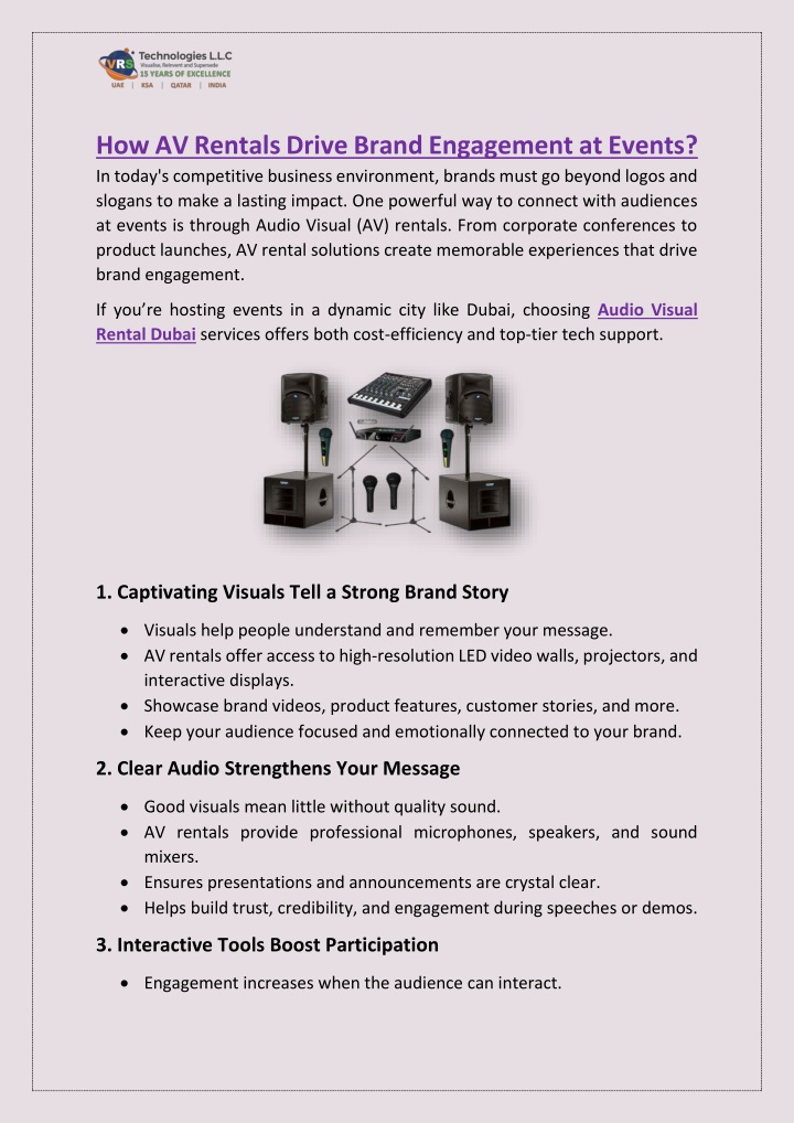 how av rentals drive brand engagement at events
