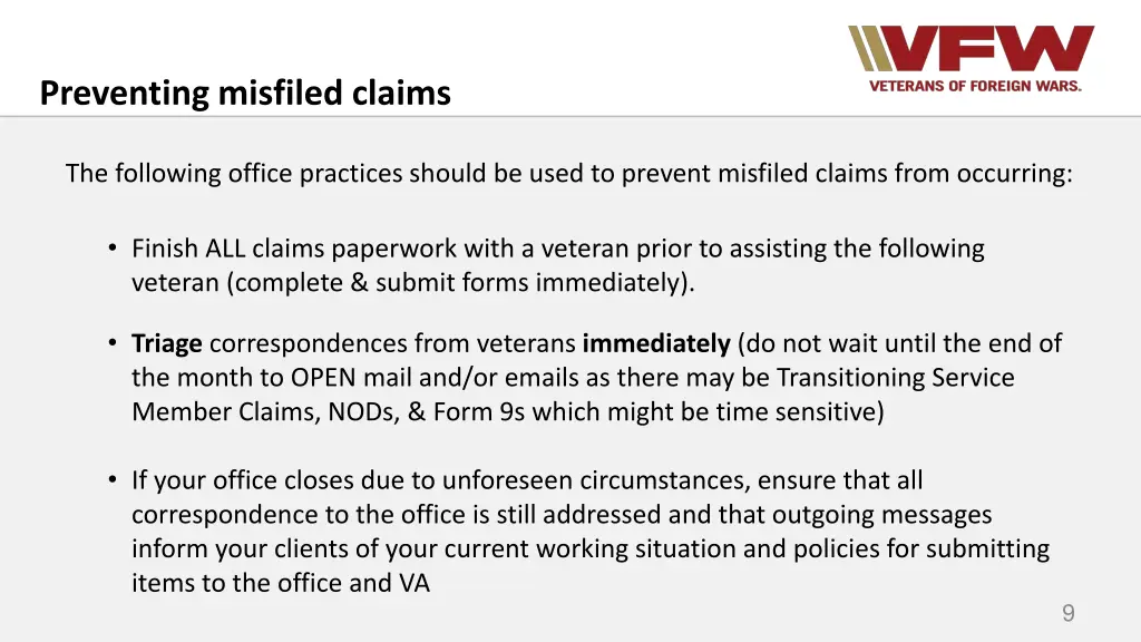 preventing misfiled claims