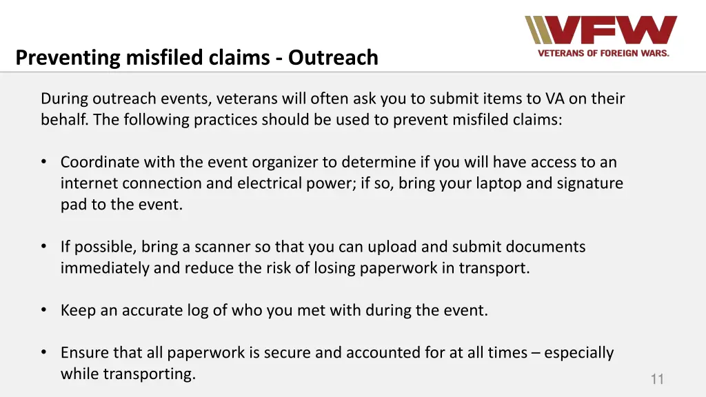 preventing misfiled claims outreach