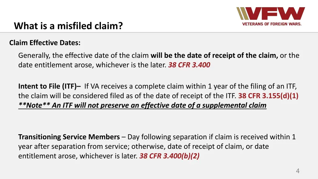 what is a misfiled claim 1