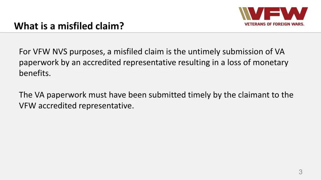 what is a misfiled claim