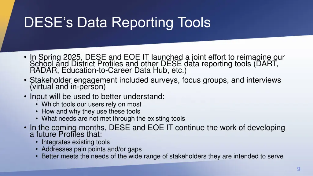 dese s data reporting tools