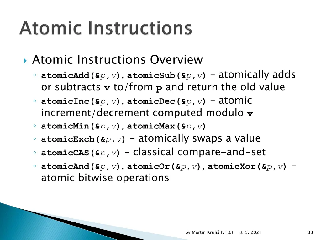 atomic instructions overview atomicadd