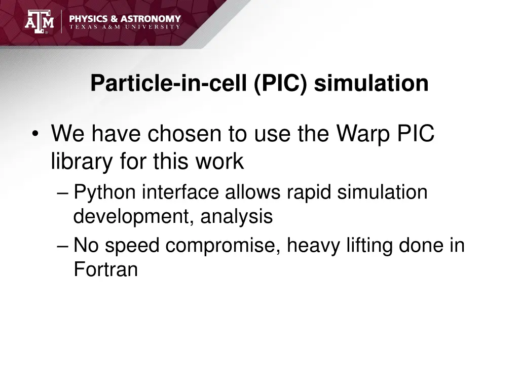particle in cell pic simulation