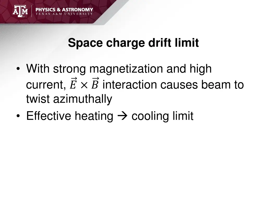 space charge drift limit