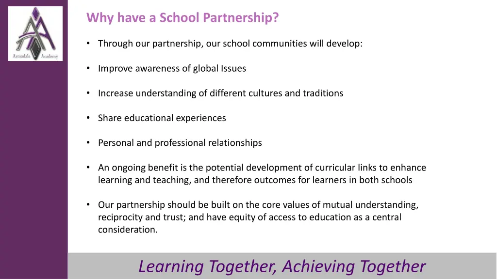 why have a school partnership